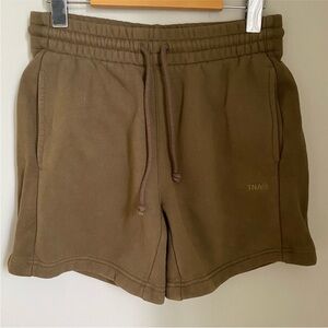 TNA Aritzia Cozy Fleece Boyfriend Fit Olive Green Sweat Shorts Size XS